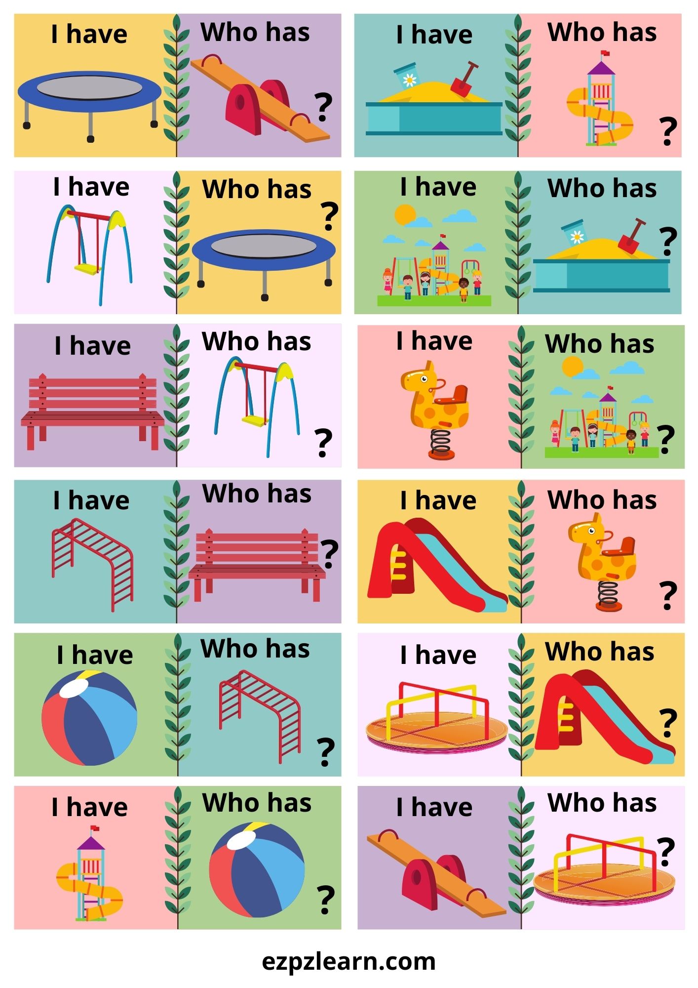 Playground I have Who has Game